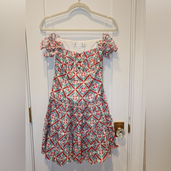 Caroline Constas Maria Off-Shoulder Multi Print Mini Dress - Picture 2 of 6